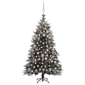 Weihnachtsbaum mit LED, Kugeln und beflocktem Schnee aus PVC und PE 150 cm von vidaXL, Weihnachtsbäume - Ref: Foro24-3077880,...