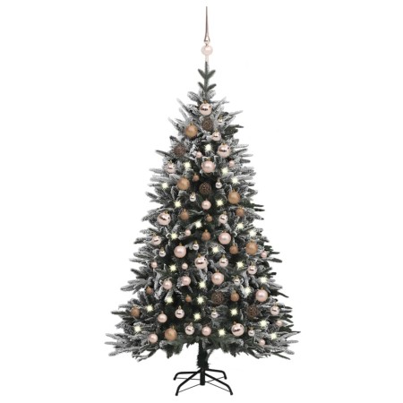 Christmas tree with LED, balls and flocked snow PVC and PE 150 cm by vidaXL, Christmas trees - Ref: Foro24-3077880, Price: 15...