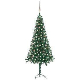 Árbol de Navidad artificial de esquina LED y bolas verde 240 cm de vidaXL, Arboles de navidad - Ref: Foro24-3077956, Precio: ...