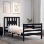 Estructura de cama con cabecero madera maciza negro 100x200 cm de vidaXL, Camas y somieres - Ref: Foro24-3194565, Precio: 116...