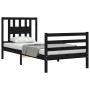 Estructura de cama con cabecero madera maciza negro 100x200 cm de vidaXL, Camas y somieres - Ref: Foro24-3194565, Precio: 116...