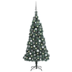 Künstlicher Weihnachtsbaum mit LEDs und grünen PVC- und PE-Kugeln, 150 cm von vidaXL, Weihnachtsbäume - Ref: Foro24-3077923, ...