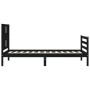 Bed frame with black solid wood headboard 100x200 cm by vidaXL, Beds and slatted bases - Ref: Foro24-3194565, Price: 116,33 €...