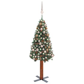 Árbol de Navidad delgado con luces y bolas verde 150 cm de vidaXL, Arboles de navidad - Ref: Foro24-3077860, Precio: 82,80 €,...