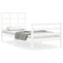 White solid wood bed frame with headboard 100x200 cm by vidaXL, Beds and slatted bases - Ref: Foro24-3193977, Price: 112,95 €...