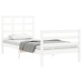 White solid wood bed frame with headboard 100x200 cm by vidaXL, Beds and slatted bases - Ref: Foro24-3193977, Price: 112,95 €...