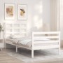 White solid wood bed frame with headboard 100x200 cm by vidaXL, Beds and slatted bases - Ref: Foro24-3193977, Price: 112,95 €...