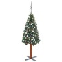 Schmaler künstlicher Weihnachtsbaum mit LED und grünen PVC-Kugeln 150 cm von vidaXL, Weihnachtsbäume - Ref: Foro24-3077908, P...