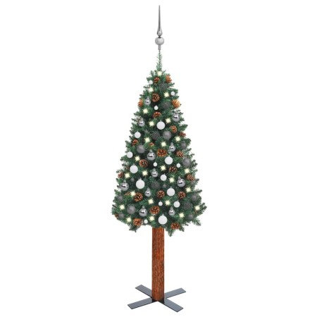 Árbol Navidad artificial estrecho LED y bolas PVC verde 150 cm de vidaXL, Arboles de navidad - Ref: Foro24-3077908, Precio: 6...