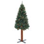 Schmaler künstlicher Weihnachtsbaum mit LED und grünen PVC-Kugeln 150 cm von vidaXL, Weihnachtsbäume - Ref: Foro24-3077908, P...