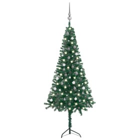 Árbol de Navidad artificial de esquina LED y bolas verde 240 cm de vidaXL, Arboles de navidad - Ref: Foro24-3077966, Precio: ...