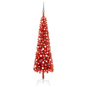 Schlanker Weihnachtsbaum mit LEDs und Kugeln rot 210 cm von vidaXL, Weihnachtsbäume - Ref: Foro24-3078124, Preis: 64,99 €, Ra...