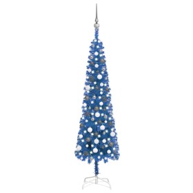 Slim Christmas tree with LEDs and blue balls 180 cm by vidaXL, Christmas trees - Ref: Foro24-3078118, Price: 57,99 €, Discoun...