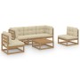 Garden furniture 6 pieces with cushions made of solid pine wood by vidaXL, Garden sets - Ref: Foro24-3076447, Price: 535,03 €...