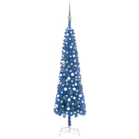 Slim Christmas tree with LEDs and blue balls 210 cm by vidaXL, Christmas trees - Ref: Foro24-3078119, Price: 69,93 €, Discoun...