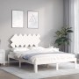 White solid wood bed frame with headboard 120x200 cm by vidaXL, Beds and slatted bases - Ref: Foro24-3193722, Price: 130,50 €...