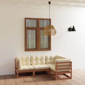 4-piece garden furniture set with solid pine wood cushions by vidaXL, Garden sets - Ref: Foro24-3076597, Price: 515,99 €, Dis...