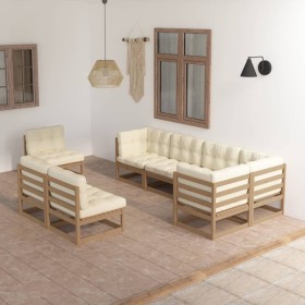 Garden furniture 8 pieces and cushions solid pine wood by vidaXL, Garden sets - Ref: Foro24-3076677, Price: 957,35 €, Discoun...