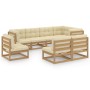 Garden furniture 8 pieces and cushions solid pine wood by vidaXL, Garden sets - Ref: Foro24-3076677, Price: 958,99 €, Discoun...