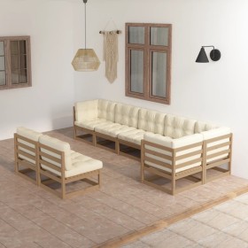 Garden furniture 8 pieces and cushions solid pine wood by vidaXL, Garden sets - Ref: Foro24-3076667, Price: 958,99 €, Discoun...