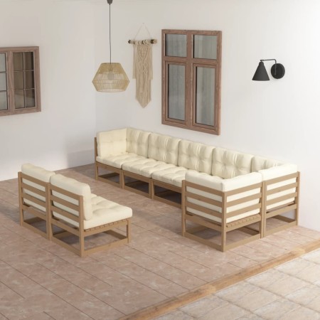 Garden furniture 8 pieces and cushions solid pine wood by vidaXL, Garden sets - Ref: Foro24-3076667, Price: 957,99 €, Discoun...