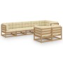 Garden furniture 8 pieces and cushions solid pine wood by vidaXL, Garden sets - Ref: Foro24-3076707, Price: 999,58 €, Discoun...