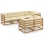 Garden furniture set 7 pieces and cushions solid pine wood by vidaXL, Garden sets - Ref: Foro24-3076697, Price: 787,02 €, Dis...