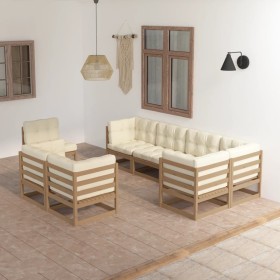 Garden furniture 8 pieces and cushions solid pine wood by vidaXL, Garden sets - Ref: Foro24-3076717, Price: 999,58 €, Discoun...