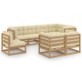 Garden furniture 8 pieces and cushions solid pine wood by vidaXL, Garden sets - Ref: Foro24-3076717, Price: 999,58 €, Discoun...