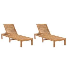 2 teak solid wood sun loungers by vidaXL, Loungers - Ref: Foro24-3073206, Price: 516,99 €, Discount: %