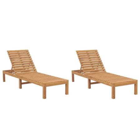 2 teak solid wood sun loungers by vidaXL, Loungers - Ref: Foro24-3073206, Price: 516,63 €, Discount: %