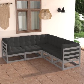 5-teiliges Gartenmöbel-Set mit Kissen aus massivem Kiefernholz von vidaXL, Gartensets - Ref: Foro24-3076776, Preis: 444,34 €,...