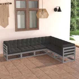 Garden furniture set 6 pieces and cushions solid pine wood by vidaXL, Garden sets - Ref: Foro24-3076786, Price: 529,28 €, Dis...