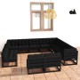 12-piece garden furniture set with black pine wood and cushions. by vidaXL, Garden sets - Ref: Foro24-3076948, Price: 1,00 €,...