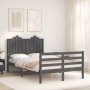 Gray solid wood bed frame with headboard 120x200 cm by vidaXL, Beds and slatted bases - Ref: Foro24-3194178, Price: 150,62 €,...