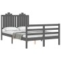 Gray solid wood bed frame with headboard 120x200 cm by vidaXL, Beds and slatted bases - Ref: Foro24-3194178, Price: 150,62 €,...