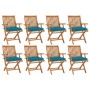 Folding garden chairs 8 pcs solid teak wood with cushions by vidaXL, Garden chairs - Ref: Foro24-3072796, Price: 984,40 €, Di...