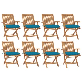 Folding garden chairs 8 pcs solid teak wood with cushions by vidaXL, Garden chairs - Ref: Foro24-3072796, Price: 984,40 €, Di...