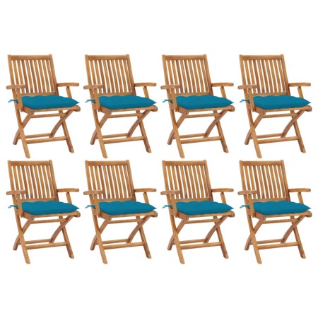 Folding garden chairs 8 pcs solid teak wood with cushions by vidaXL, Garden chairs - Ref: Foro24-3072796, Price: 984,40 €, Di...