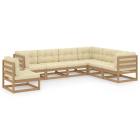 Garden furniture set 7 pcs honey brown pine wood cushions by vidaXL, Garden sets - Ref: Foro24-3076817, Price: 760,98 €, Disc...