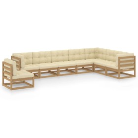 8-piece garden furniture set with brown honey pine wood cushions by vidaXL, Garden sets - Ref: Foro24-3076827, Price: 957,99 ...