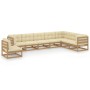 Set de muebles de jardín 8 pzs cojines madera pino marrón miel de vidaXL, Conjuntos de jardín - Ref: Foro24-3076827, Precio: ...