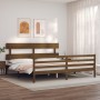 Honey brown solid wood bed frame and headboard 200x200 cm by vidaXL, Beds and slatted bases - Ref: Foro24-3195114, Price: 166...