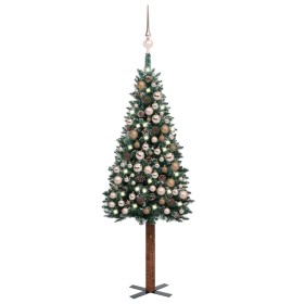 Árbol de Navidad delgado con luces y bolas verde 180 cm de vidaXL, Arboles de navidad - Ref: Foro24-3077864, Precio: 108,99 €...