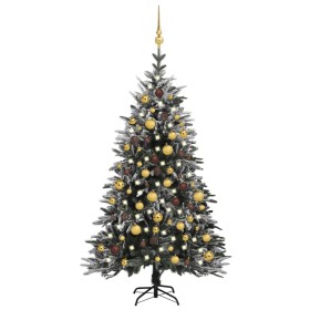 Christmas tree with LED, balls and flocked snow PVC and PE 150 cm by vidaXL, Christmas trees - Ref: Foro24-3077832, Price: 14...