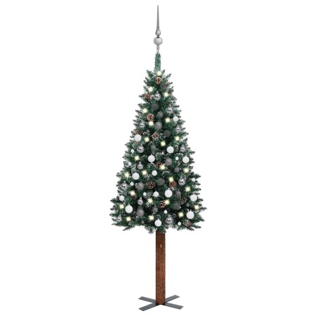 Slim Christmas tree with lights and balls green 180 cm by vidaXL, Christmas trees - Ref: Foro24-3077912, Price: 88,56 €, Disc...