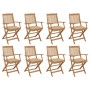 8 pcs folding garden chairs and solid acacia wood cushions by vidaXL, Garden chairs - Ref: Foro24-3075103, Price: 448,50 €, D...