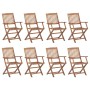 8 pcs folding garden chairs and solid acacia wood cushions by vidaXL, Garden chairs - Ref: Foro24-3075103, Price: 448,99 €, D...