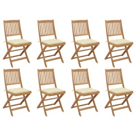 8 pcs folding garden chairs and solid acacia wood cushions by vidaXL, Garden chairs - Ref: Foro24-3075130, Price: 377,07 €, D...