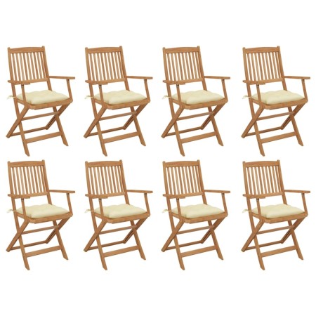 Folding garden chairs 8 units and solid acacia wood cushions by vidaXL, Garden chairs - Ref: Foro24-3075102, Price: 412,69 €,...